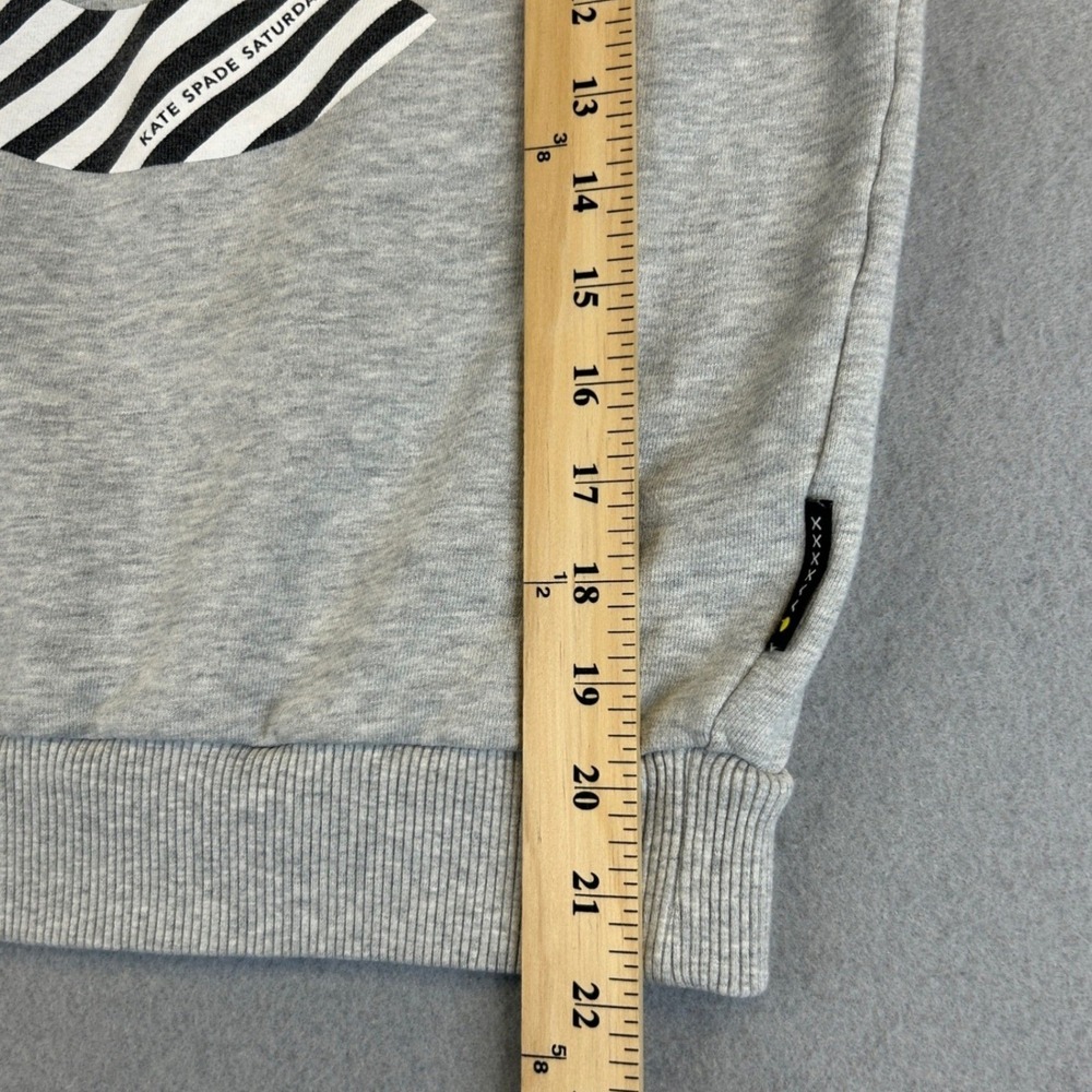 Kate Spade Saturday Sweatshirt Womens XS/S Grey C Graphic Pullover Fench Terry - Picture 7 of 8